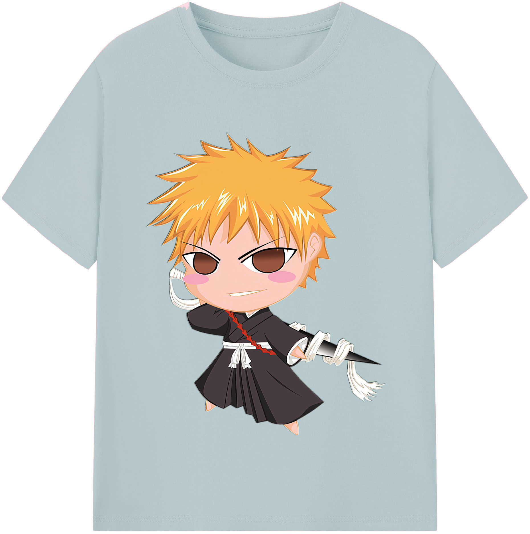 （画像用） ブリーチ 黒崎一護（くろさき いちご）BLEACH Kurosaki Ichigo 綿100％半袖Tシャツ（フロントプリント）
